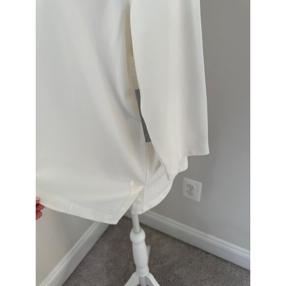 Chicos New Ponte Shirt Size XL w/ Gold Snap Back Buttons 3/4 Sleeve Ecru White - Picture 4 of 12